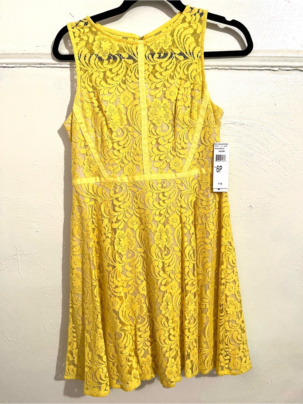 NWT Donna Ricco Dr Collection Yellow Lace Fit& Flare Dress